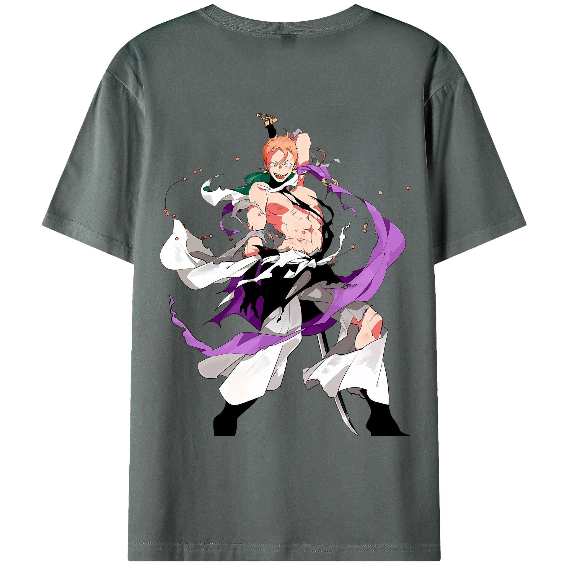 （画像用） 刀剣乱舞 Touken Ranbu 綿100％ メンズ半袖Tシャツ（バックプリント） 通気性